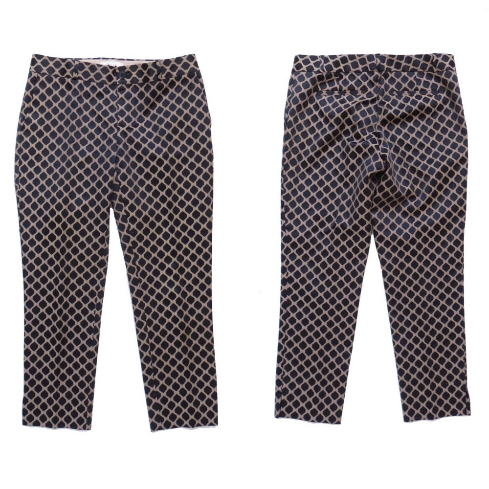 Banana Republic Black and Tan Cotton Blend Printed Camden Pants • Size 8 🔴